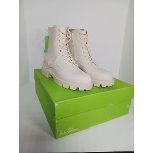 NIB Sam Edelman 7.5 Ivory Leather Lug Sole Boots